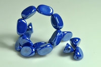 5020103 10 X Glaskraal parelmoer mid.blauw 17x12mm