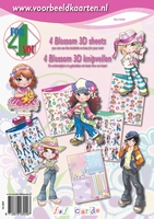 S43009 4ForYou boekje met 4 Blossom 3D vellen + basiskarton