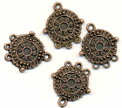 11808-7053 Metalen ornament koper 20mm 4 stuks