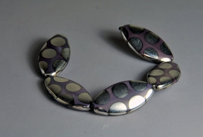 5020453 1X Glaskraal Lila zilver 18mm