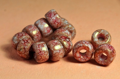 50201106  2 X Glaskraal grootgat Rose 18mm