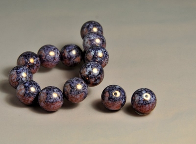 50201120  5 X Glaskraal rond Paars 14mm