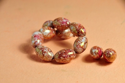 50201104 5 X Glaskraal ovaal rose 20x13mm