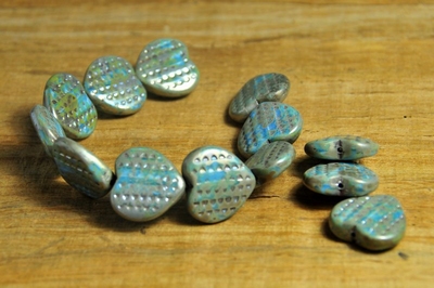 50201131  5 X Glaskraal marmer hart 18x18mm