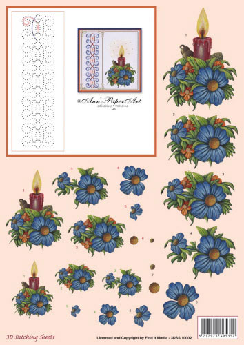 3DSS10002 Ann's Paper Art Kerst Kaars Borduren