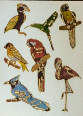 STE201 Vogels-Ara afm.stickervel 10 X 7,50 CM