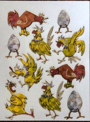 STE241 Kip/ei  afm.stickervel 10 X 7,50 CM