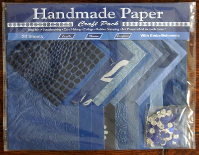 Handmade Paper met Embellisments Blue