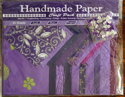 Handmade Paper met Embellisments Purple