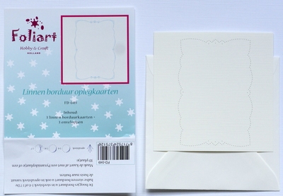 FD049  3 Linnen Borduuroplegkaarten met 3 enveloppen