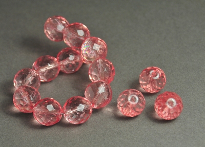 5030431 5 X Glaskraal facet rose 14mm