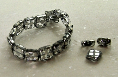 50301115 10 X Glaskraal vierkant tranparant/zilver