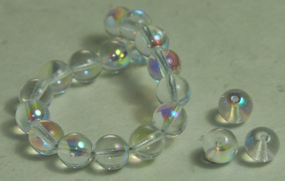 5030314 10 X Glaskraal rond transparant AB 8mm