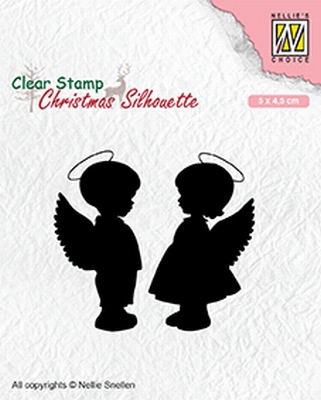 CSIL008 Christmas silhouette clear stamps Angelgirl and -boy