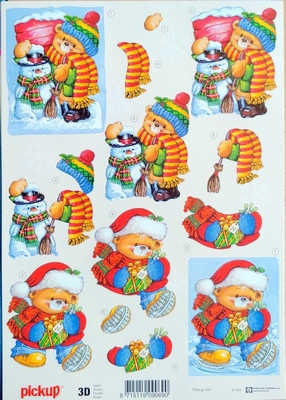 PICKUP041 Knipvel sneeuwpop teddybeer