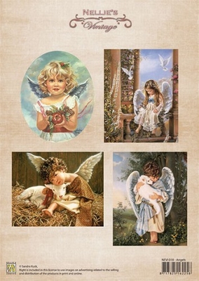 NEVI018 Knipvel A4 Christmas colour vintage Angels