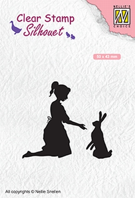 SIL061 Silhouet Clear stamps girl with hare