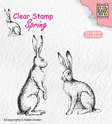 SPCS014 Clear stamps spring/Easter Two hares
