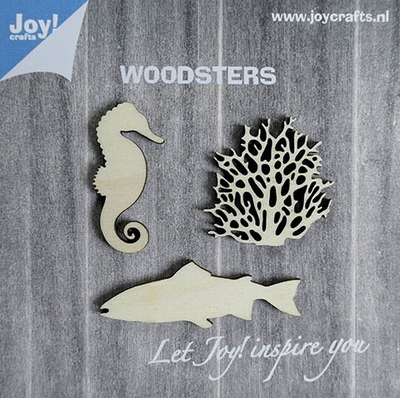 6320/0004 Woodsters - Houten figuren - Zeepaard- koraal- vi