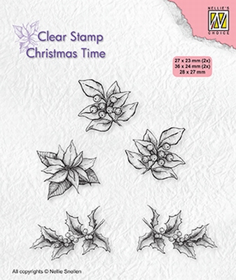 CT036 Clear stamps Christmas time poinsettia