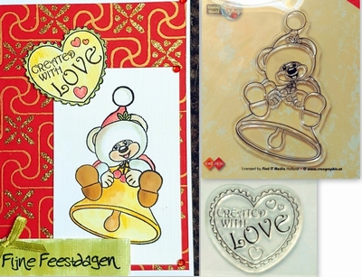 2 Stempels craddy met bel en created with love.