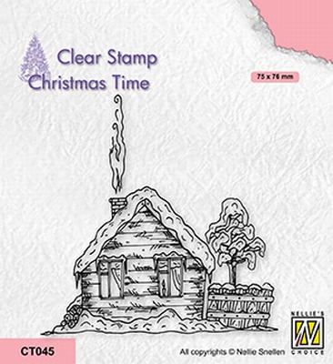 CT045 Christmas time clear stamps Snowy cottage-2