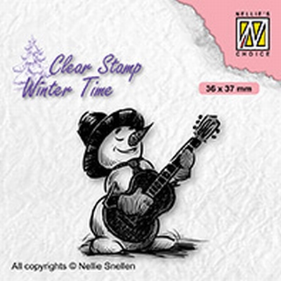 WT008 Clear stamps winter time Snowman with guitar