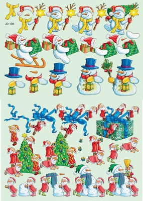 JD108 3D Knipvel met 6 3D afbeeldingen Kerst