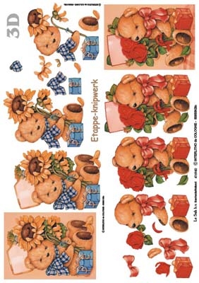 416940 - 3D  Beertjes met bloemen