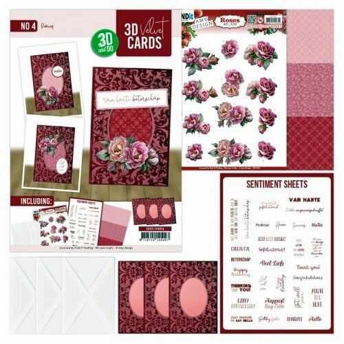 3DVC10004 3D Velvet Card- Amy Design - Peonies