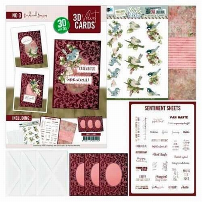 3DVC10003 3D Velvet Card - Precious Marieke - Birds and