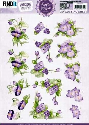 3D Cutting Sheet - Precious Marieke - Purple Blossom - Viole
