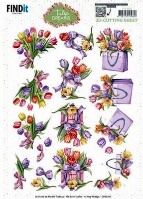CD12292 3D Cutting Sheet - Amy Design - Tulip Dreams - Colorful Tu