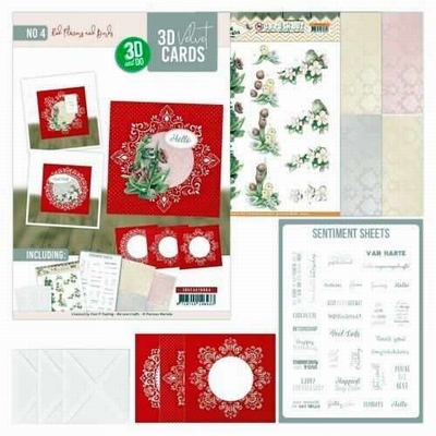 3DVC4K10004 3D Velvet Cards 4K - Red Flowers and Birds