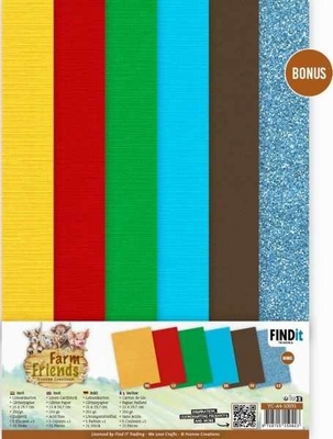 YC-A4-10031 Linnen Cardstock Pack A4- Farm Friends