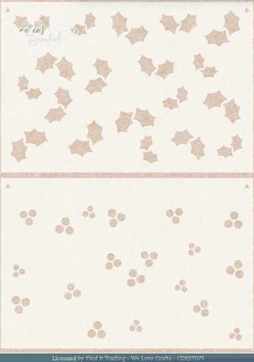 CDEST075 Stencil Floral Christmas- Floral Holly Pattern A5