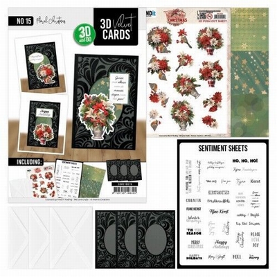 3DVC10015 Velvet Cards A6-Floral Christmas nr.15
