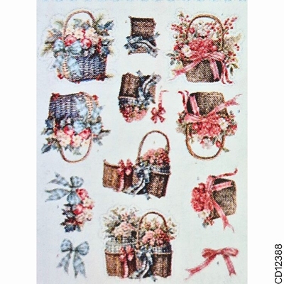 CD12388 Knipvel Frosted Florals Flower Baskets