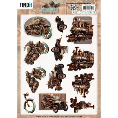 CD12408 3D Cutting Sheet -  Steampunk - Vehicles