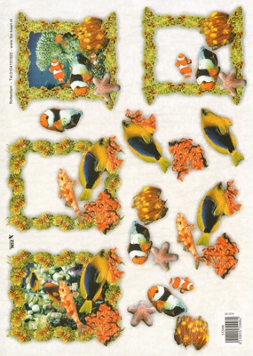 TBZ572446 Embossed Tropische Vissen per 10 vel