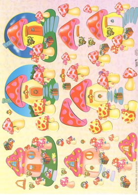 TBZ504121 Embossed Kabouterhuisje per 10 vel