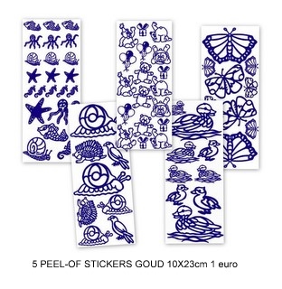 5 Peel-of stickers dieren goud