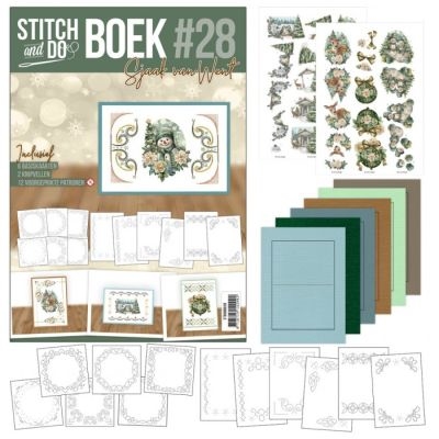 STDOBB028 Stitch and Do boek 28 - Kerst - A4 - 6 basiskaarten 2 knipvellen en 12 voorgeprikte patron