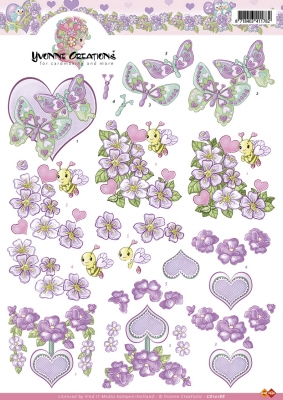 ZCD10188 3D Carddeco Yvonne Love Bloemen