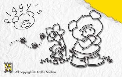 PI010 Nellie Snellen Stempel Pig Flower