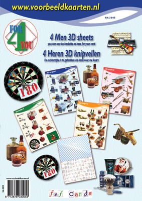 S43005 4ForYou boekje 4 Heren 3D vellen + basiskarton