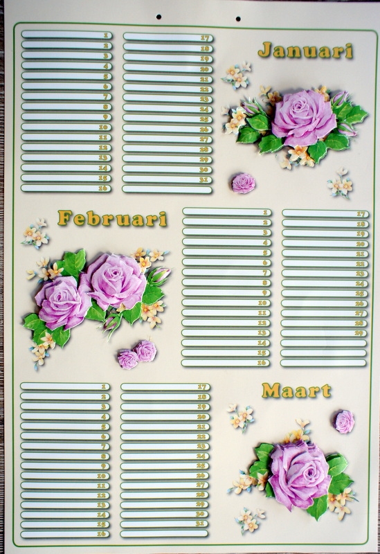 3D Verjaardagskalender Bloemen 35X24 CM