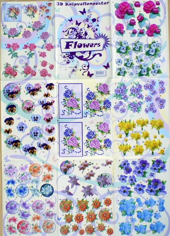 8 A4 Knipvellen Flowers