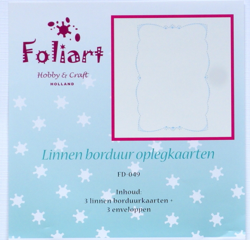 FD049  3 Linnen Borduuroplegkaarten met 3 enveloppen